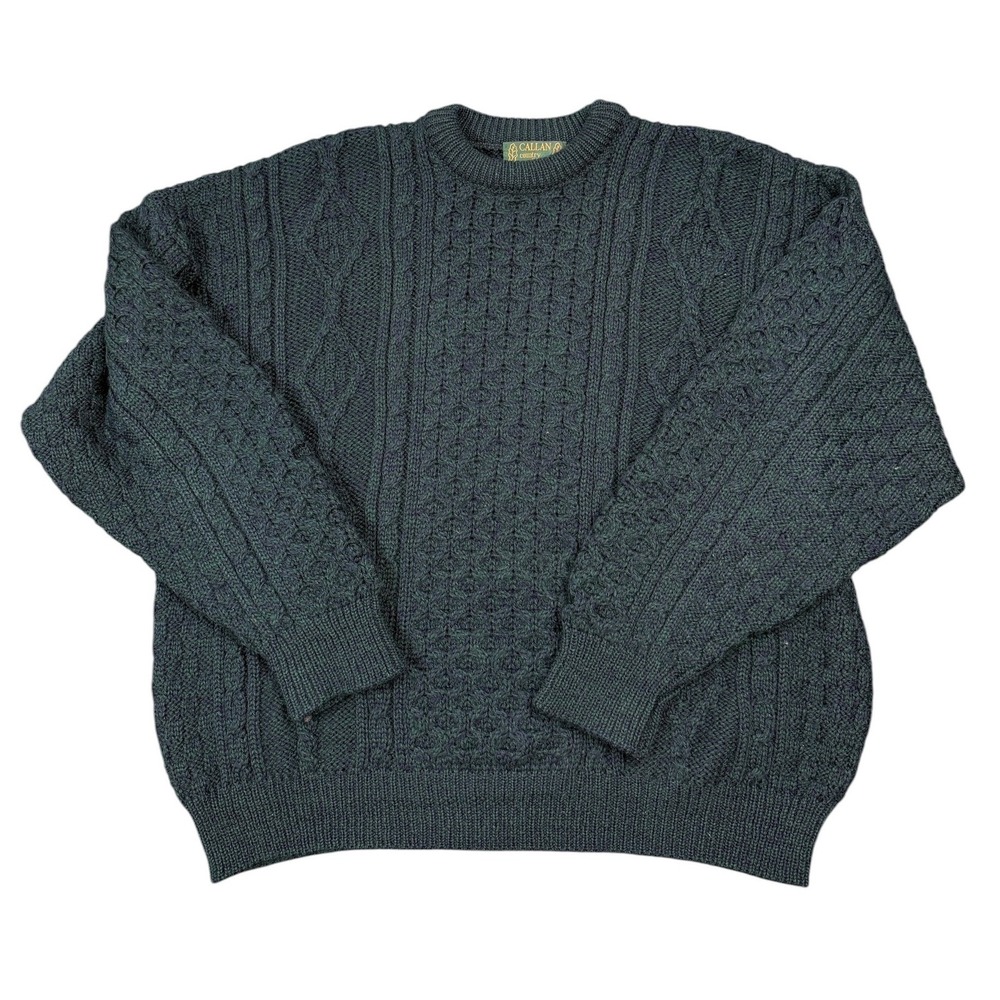 Callan Country Collection Sweater Men XXL Green Blue WoolKnit Made Ireland